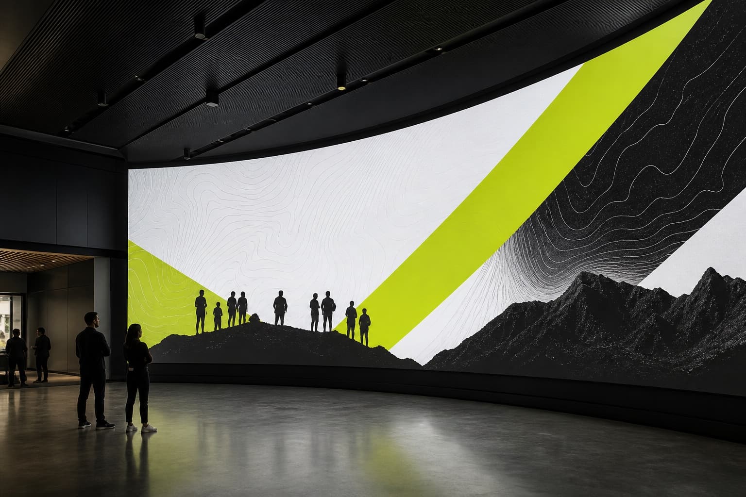 Concept visualization of a fine-pitch LED wall in a shallow concave curve
